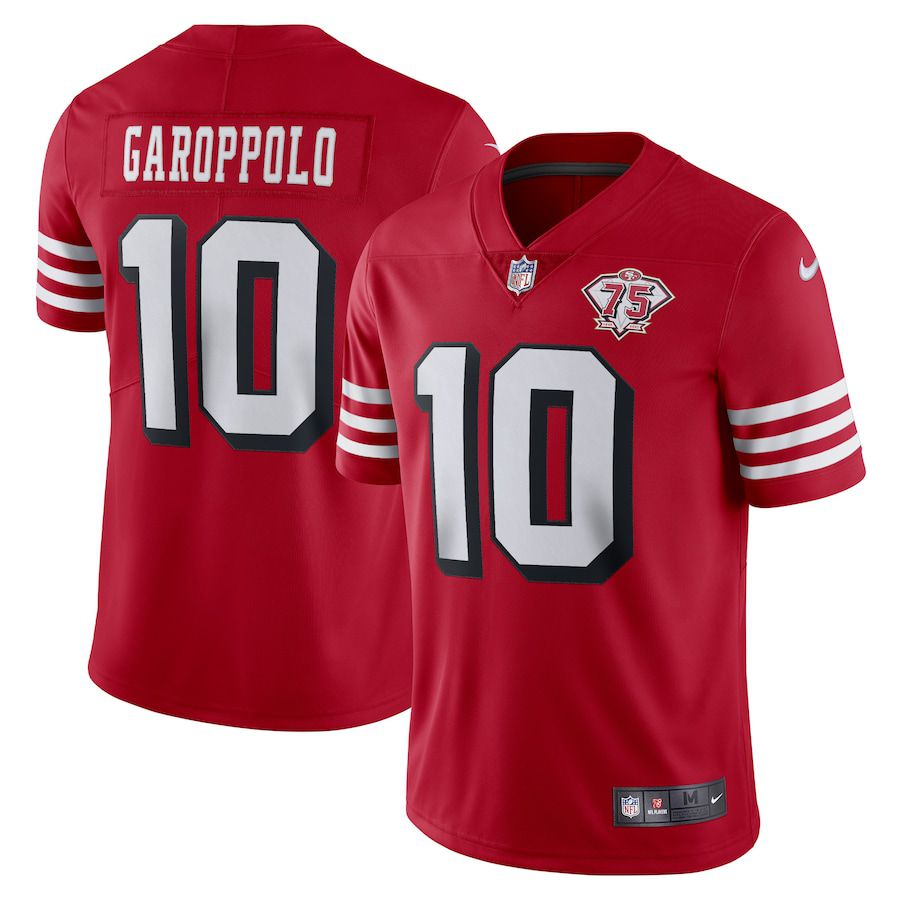 Men San Francisco 49ers #10 Jimmy Garoppolo Nike Scarlet 75th Anniversary Alternate Vapor Limited NFL Jersey